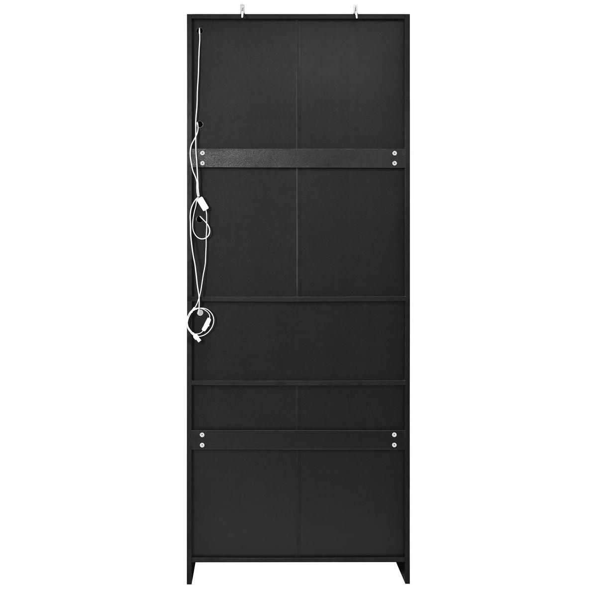HOCHSCHRANK mit Acrylglas, LED und 2 Türen - Schwarz, Holzwerkstoff (70/180/35cm) - FLIEKS