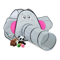 SPIELZELT Grau Pop-Up Elefant - Grau, Textil/Metall (155/200cm) - Relaxdays