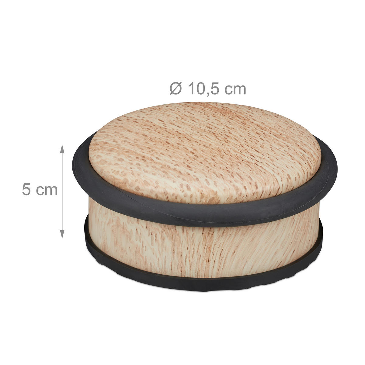 DÖRRSTOPP trälook natur rostfritt stål - Ljusbrun, Metall/Plast (10.5/10.5cm) - Relaxdays