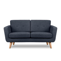 2-SITZER-SOFA TAGIO II mit Armlehnen, Marineblau/Braun - Blau, Textil (88/80/153cm) - KONSIMO®