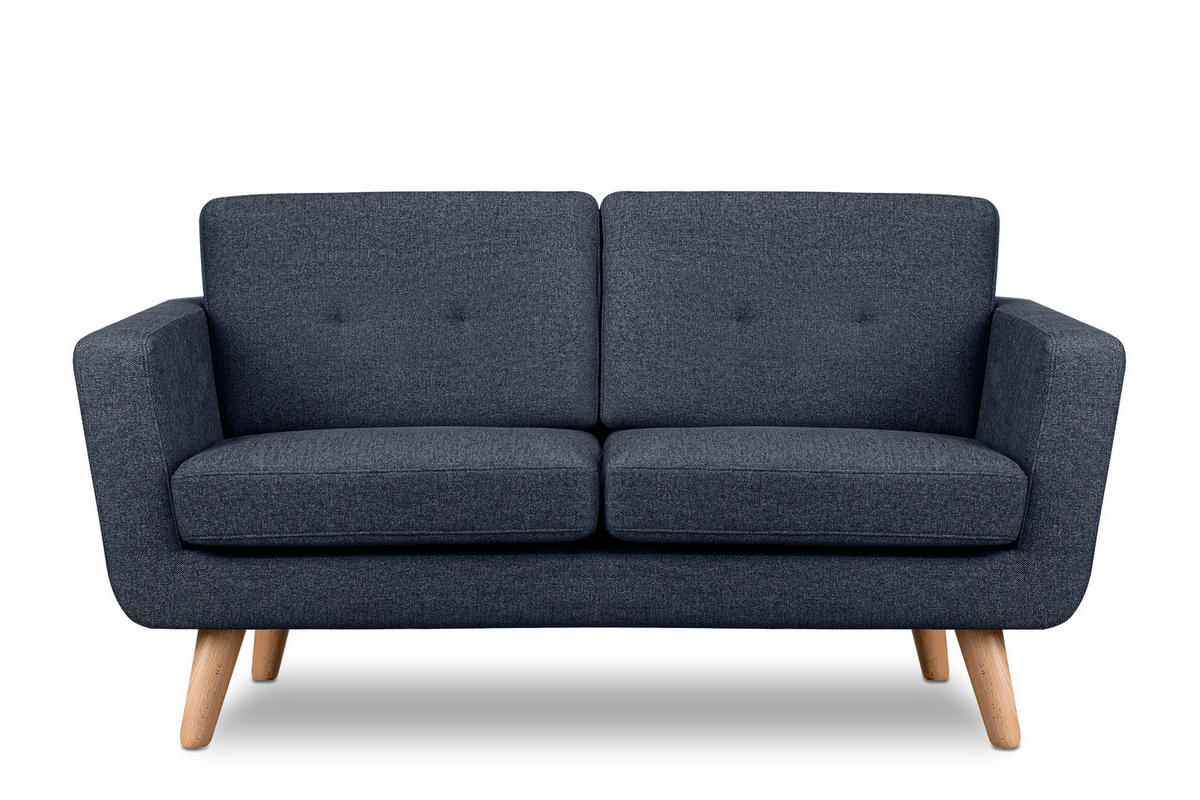 2-SITZER-SOFA TAGIO II mit Armlehnen, Marineblau/Braun - Blau, Textil (88/80/153cm) - KONSIMO®