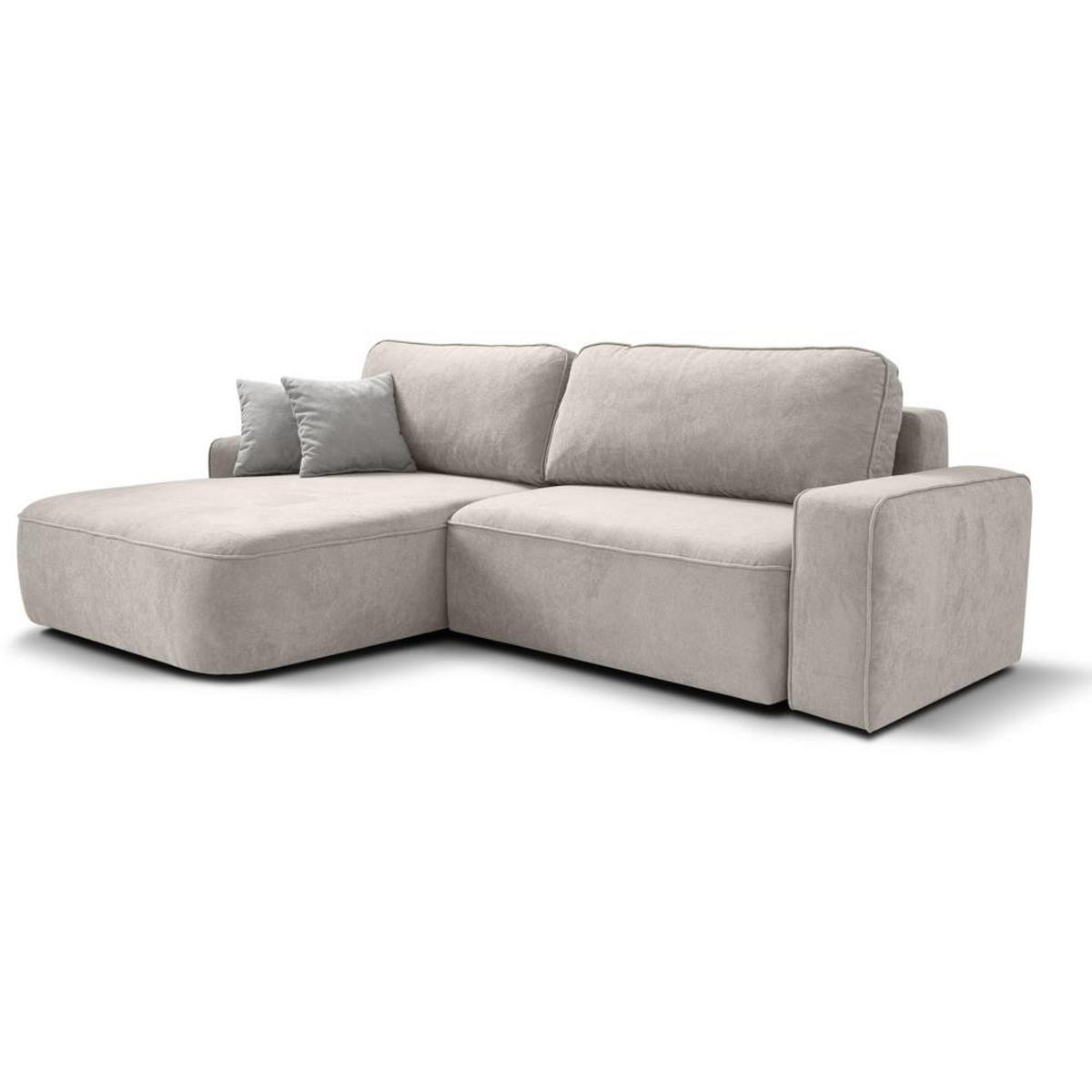 ECKSCHLAFSOFA Torre beige velours links - Beige, Textil (258/171cm) - Beautysofa