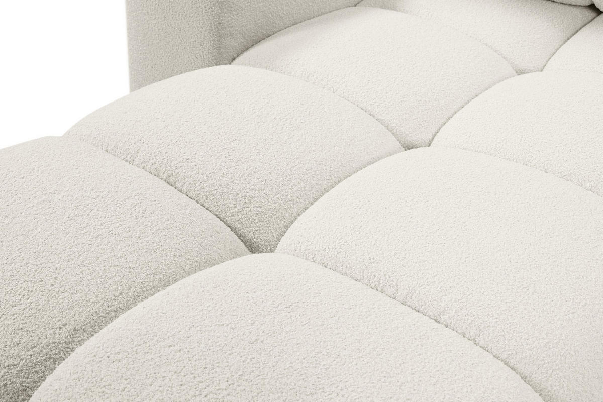 ECKSOFA DUCA L-S Creme Boucle-Stoff mit Schlaffunktion - Creme, Holz (266.5/266.5cm) - MASSENO