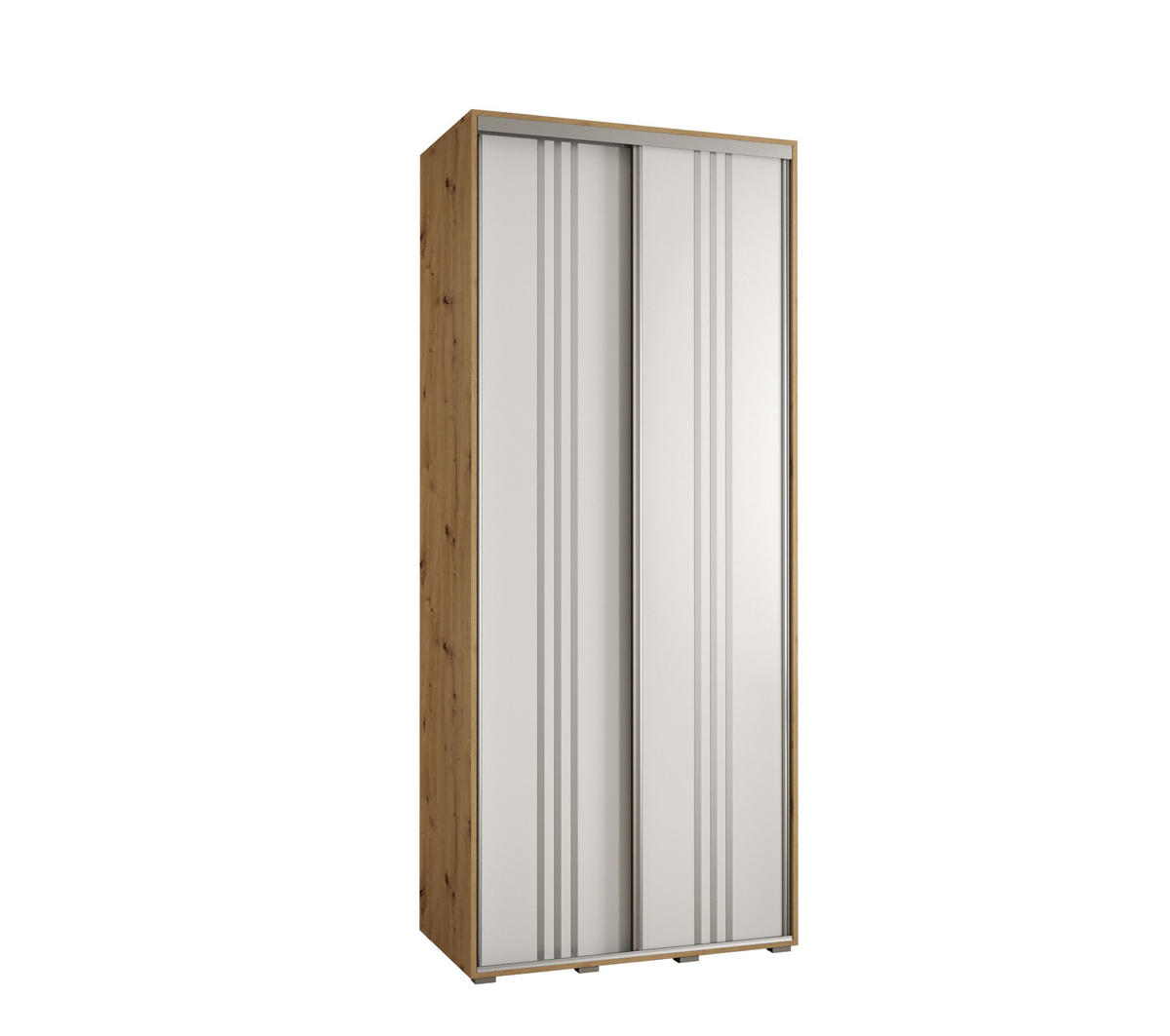 SCHWEBETÜRENSCHRANK 235,2/100/45 2-türig - Silberfarben/Weiß, Holz/Metall (100/235/45cm) - Abiks Möbel