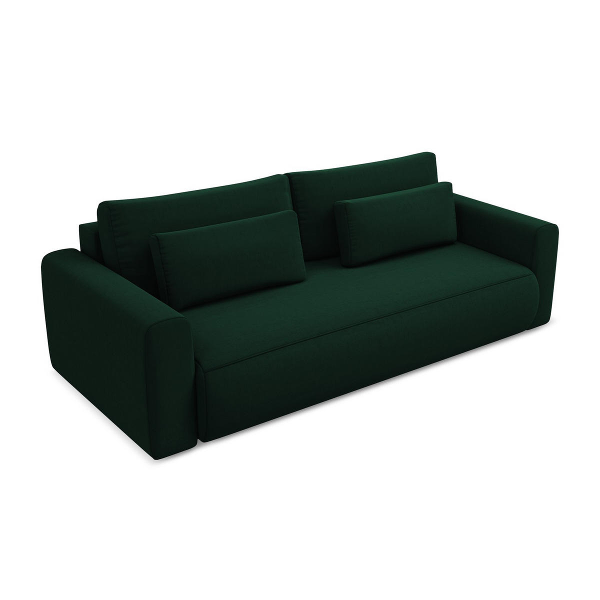 3-SITZER SOFA mit Schlaffunktion Samt Stoff Grün - Dunkelgrün/Schwarz, Kunststoff/Textil (238/82/105cm) - LaMiaSofa