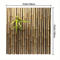 DUSCHVORHANG Bambus Blatt Muster 180 x 180 cm bedruckt mit Haken - Braun, Textil (180/180cm) - MCBOSON
