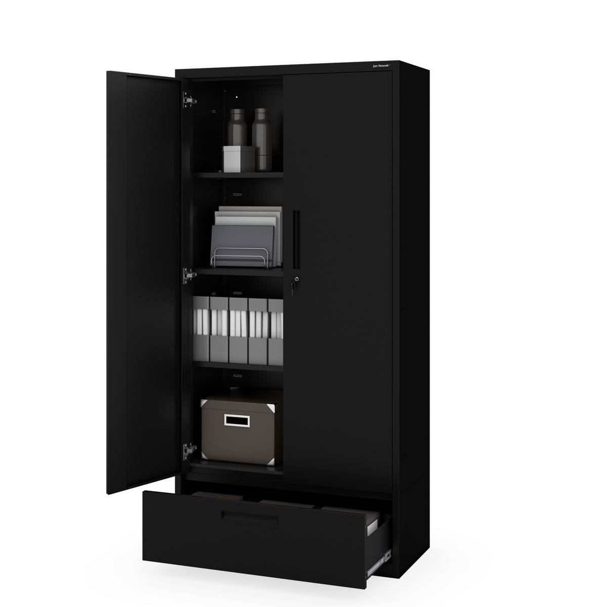 METALLSCHRANK Megan - Schwarz, Metall (90/185/40cm)