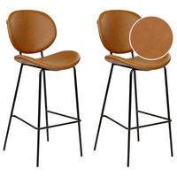 BARSTUHL 2er-Set Kunstleder goldbraun/schwarz Luana - Schwarz/Braun, Kunststoff (52/116/48cm) - Beliani