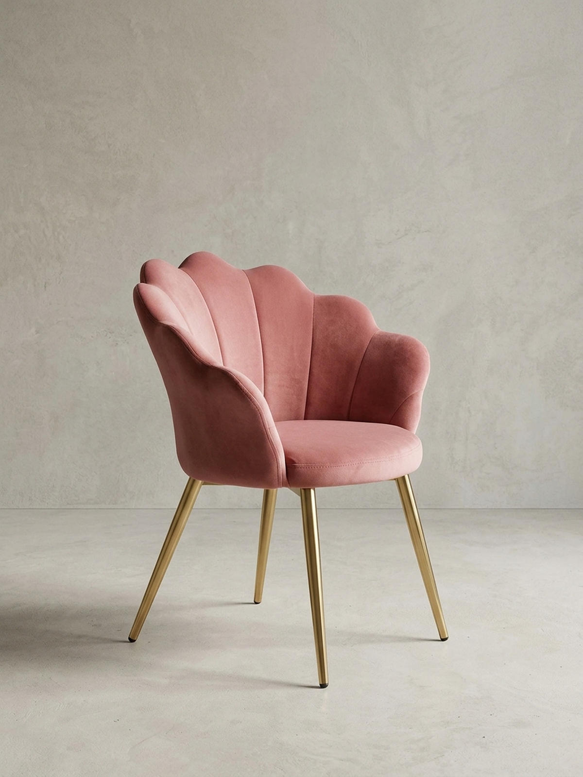 ESSZIMMERSTUHL Samtbezug mit Metallgestell Skandinavisch gepolstert, Rosa 53x48x80 cm - Pink/Goldfarben, Textil/Metall (53/80/48cm) - KADIMA DESIGN