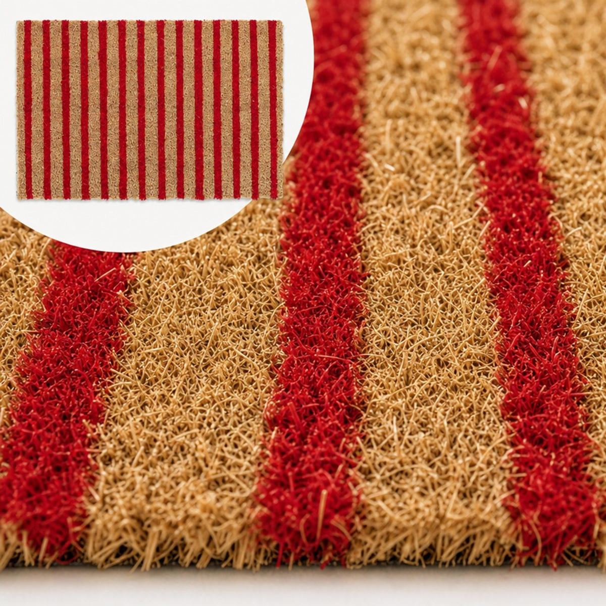 FUSSMATTE Rot Natur Kokos rutschfest 60x40 cm - Multicolor, Kunststoff/Textil (60/40cm) - Relaxdays
