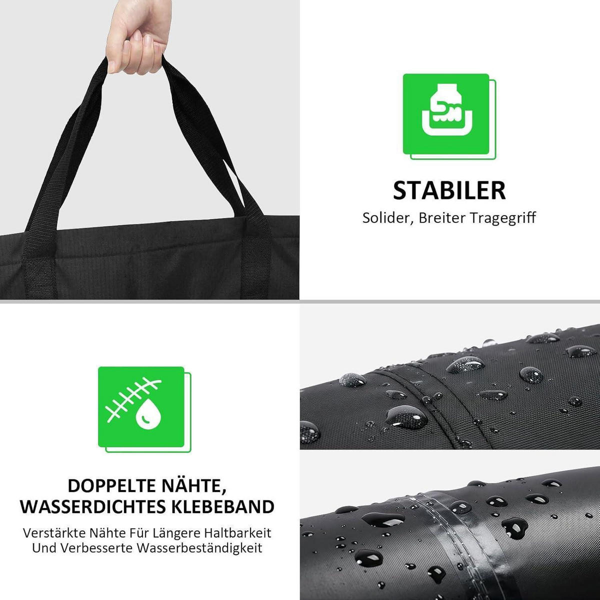 AUFBEWAHRUNGSTASCHE für Gartenauflagen 200 x 60 x 75 cm - Schwarz, Textil (40/55/125cm)