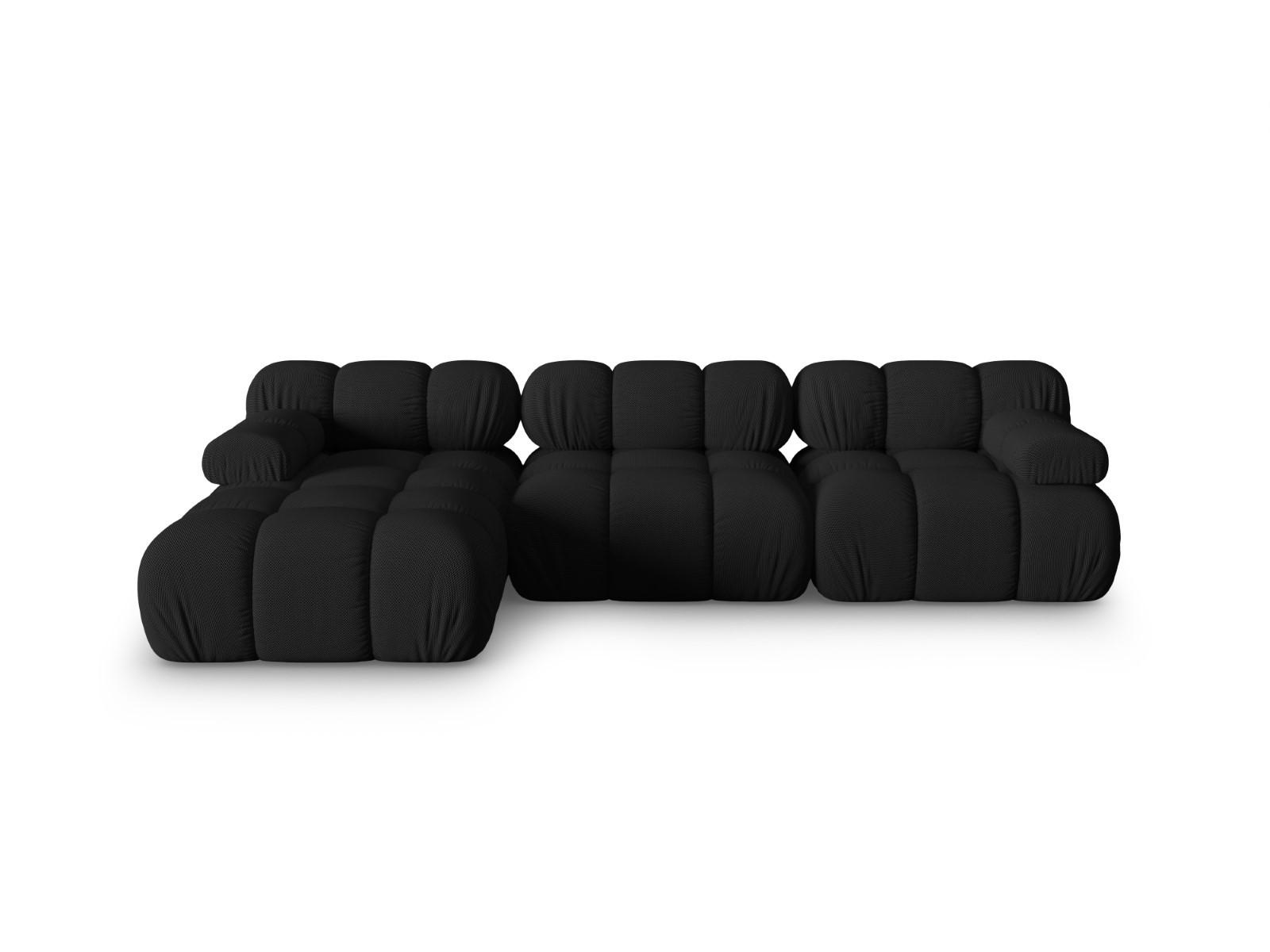 ECKSOFA modular links Bellis aus 3D-Stoff schwarz 4 Sitzplätze - Schwarz, Textil (155/282cm) - Micadoni