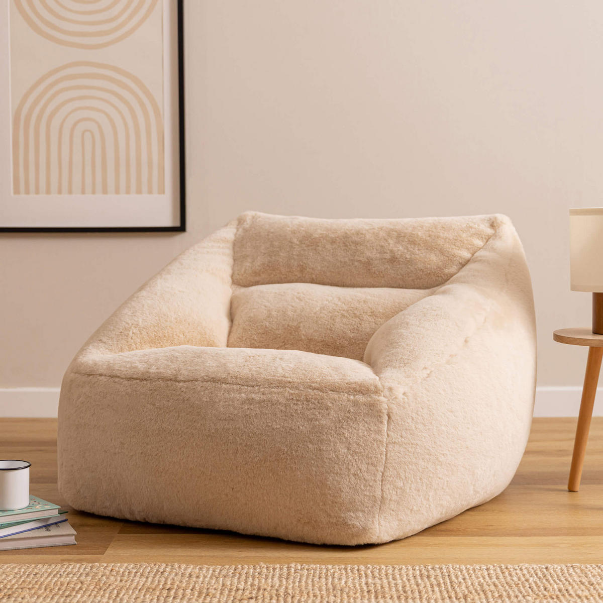 SITZSACK Sessel Natalia flauschig - Beige, Textil (97/73/84cm) - icon