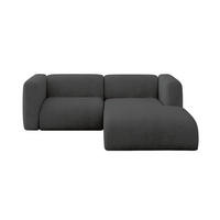 ECKSOFA Ottomane Rechts MIRA-L1 227x179x89 Dunkelgrau Velours - Dunkelgrau/Schwarz, Holzwerkstoff/Kunststoff (227/179cm) - ALTDECOR