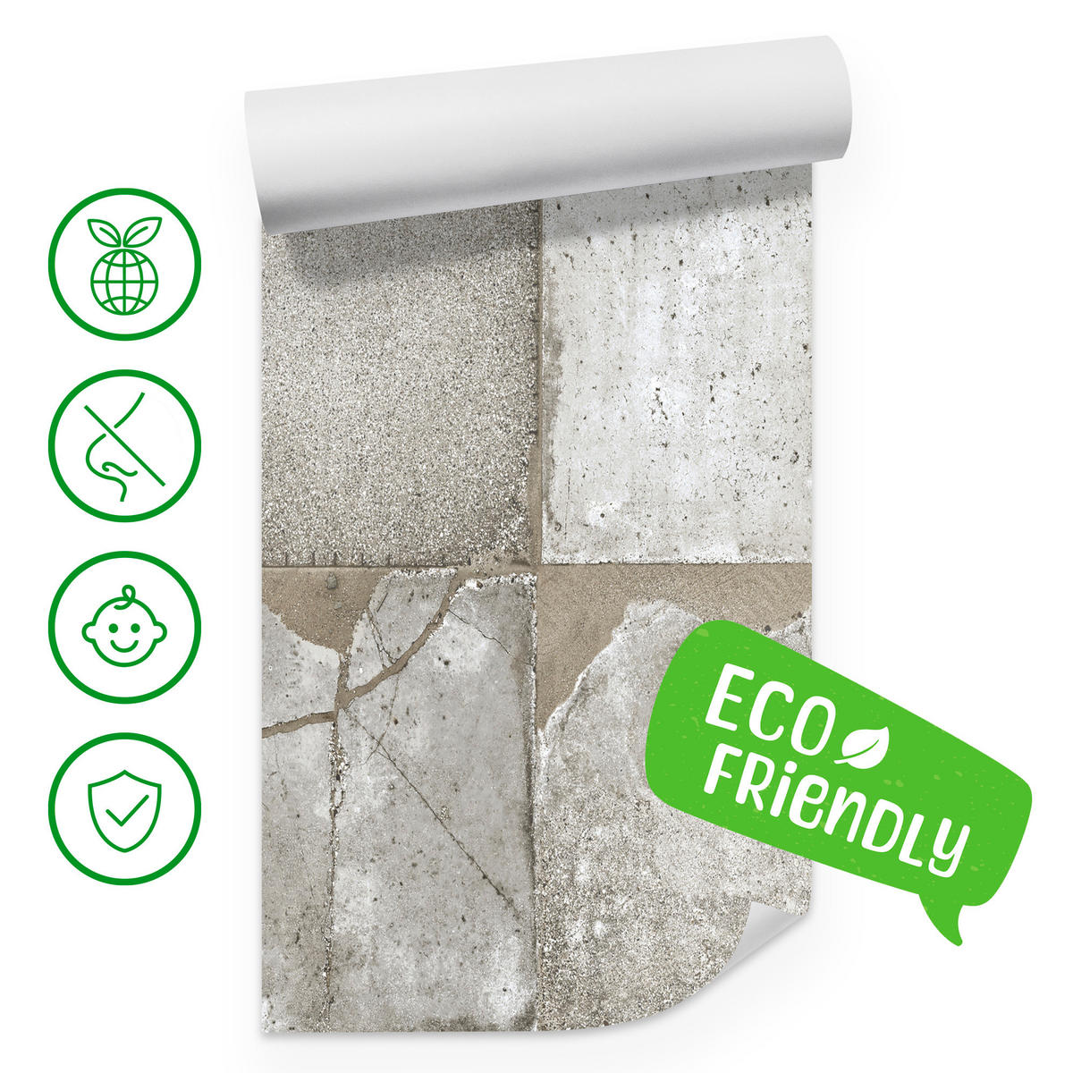 FOTOTAPETE Betonplatten Beton Optik Abstraktion 400x280 - Beige/Grau, Papier (400/280cm) - Muralo