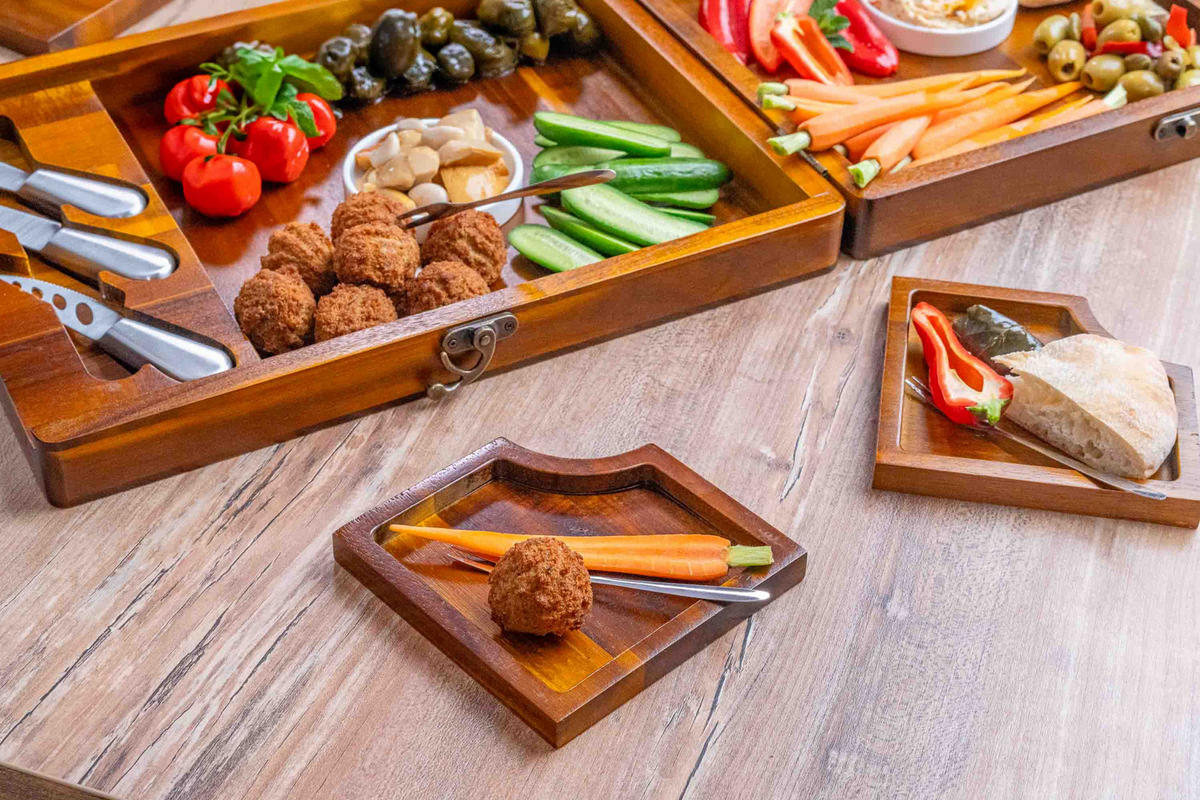 KÄSEBRETT Set für Große Gruppen 30x39cm (Akazienholz) - Beige, Holz (30/38cm) - BlauKe