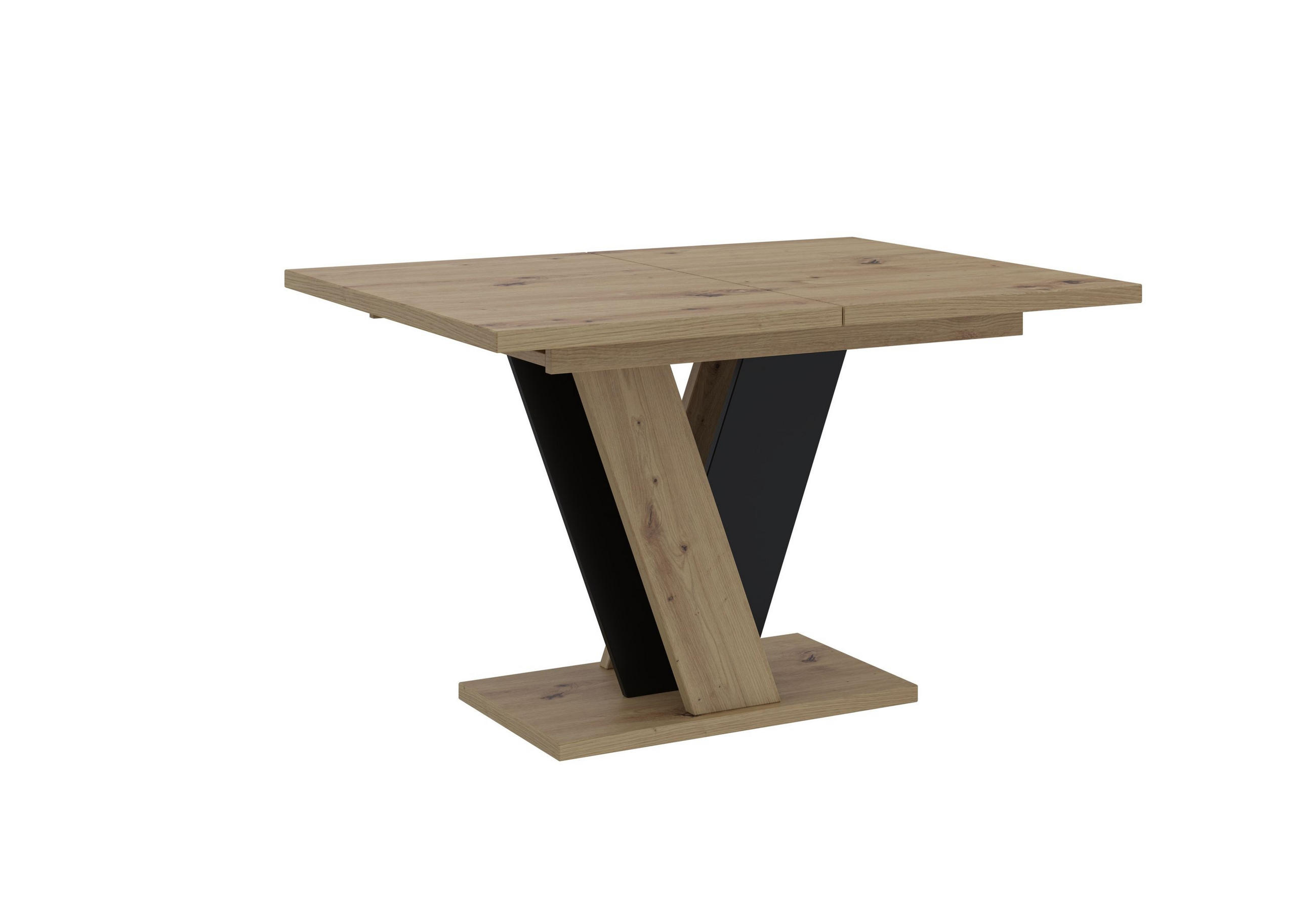ESSTISCH Ausziehbar 120–160 cm in Schwarz glänzend - Schwarz Hochglanz, Metall (90/160/75cm) - Home Collective