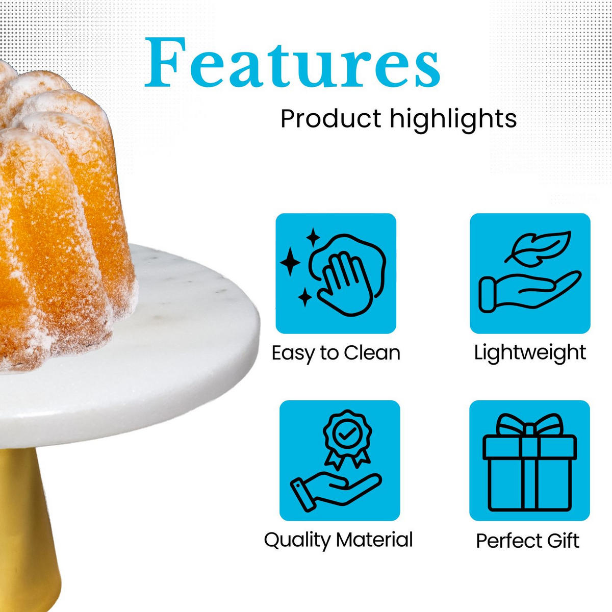 TORTENSTÄNDER - Weiß, Stein (20/11.3/20cm) - Intirilife