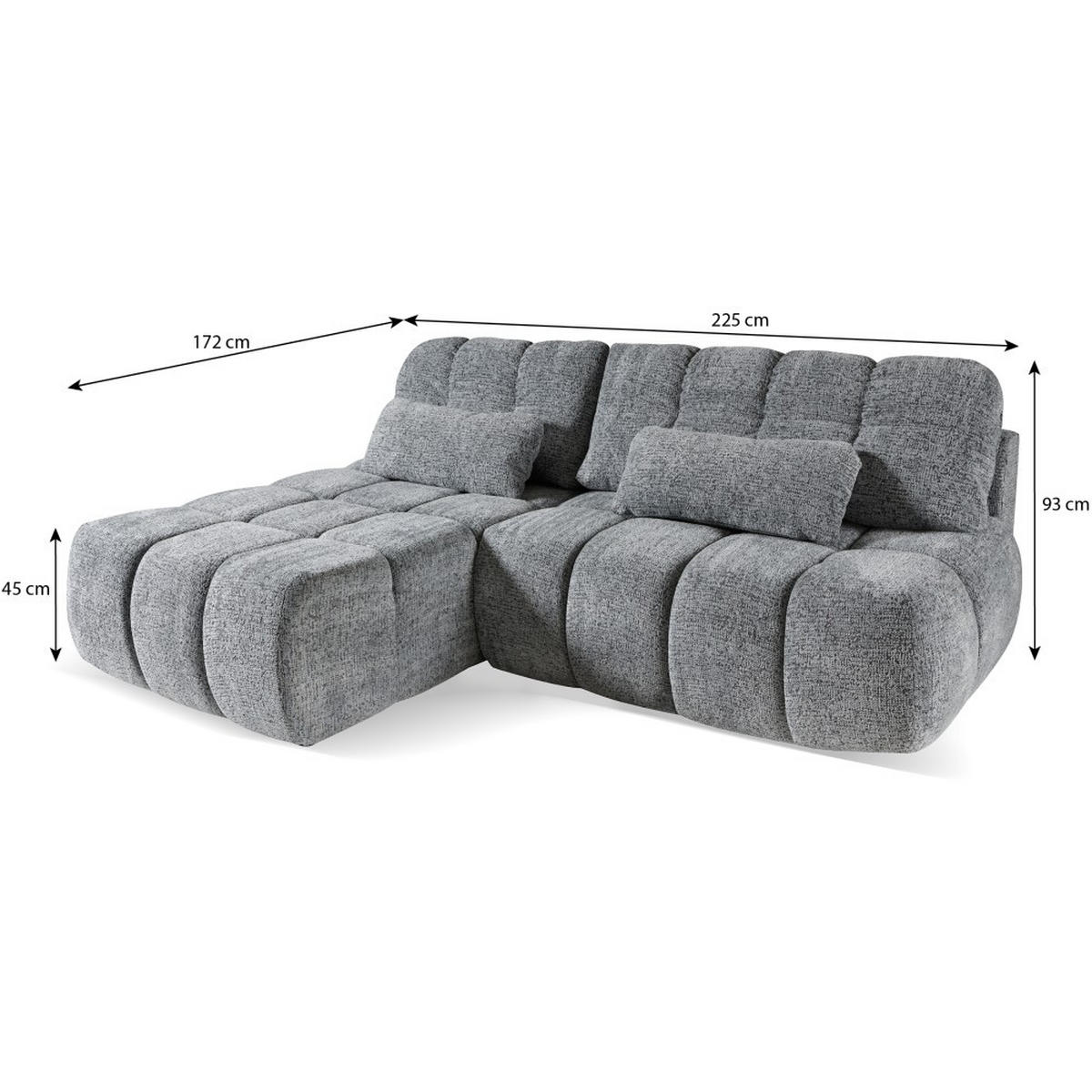 ECKSCHLAFSOFA Terio mit Bettkasten, links, Grau - Grau, Textil (225/172cm) - Beautysofa