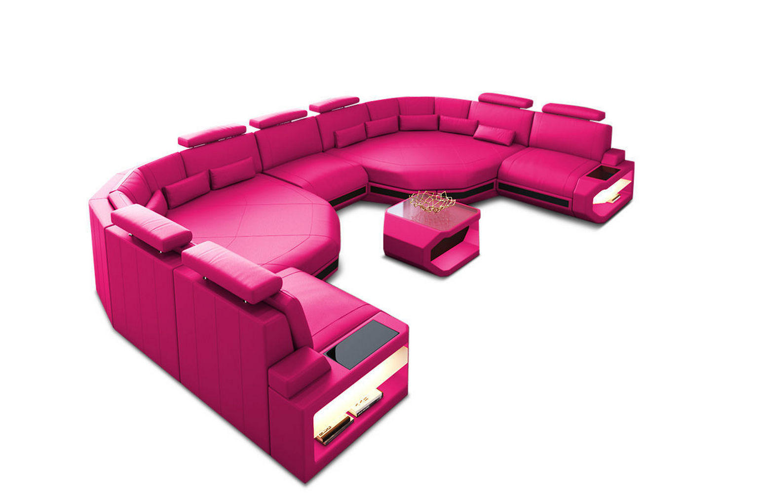 WOHNLANDSCHAFT Asti XXL - Pink, Leder (435/93/280cm) - Sofa Dreams