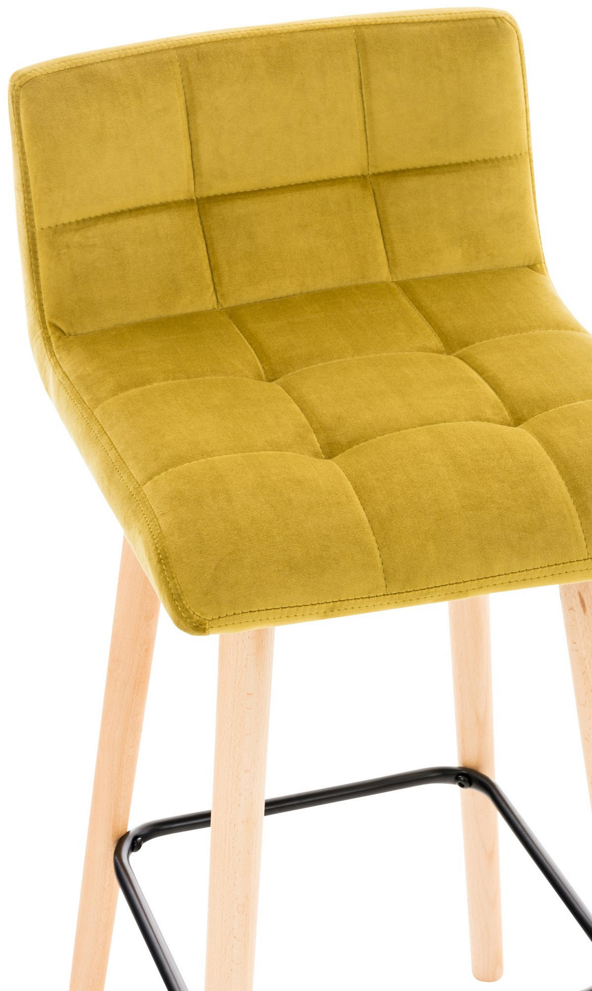 BARHOCKER 2er Set Samt gelb - Eukalyptusholzfarben/Gelb, Holz/Textil (42/94/49cm) - CLP