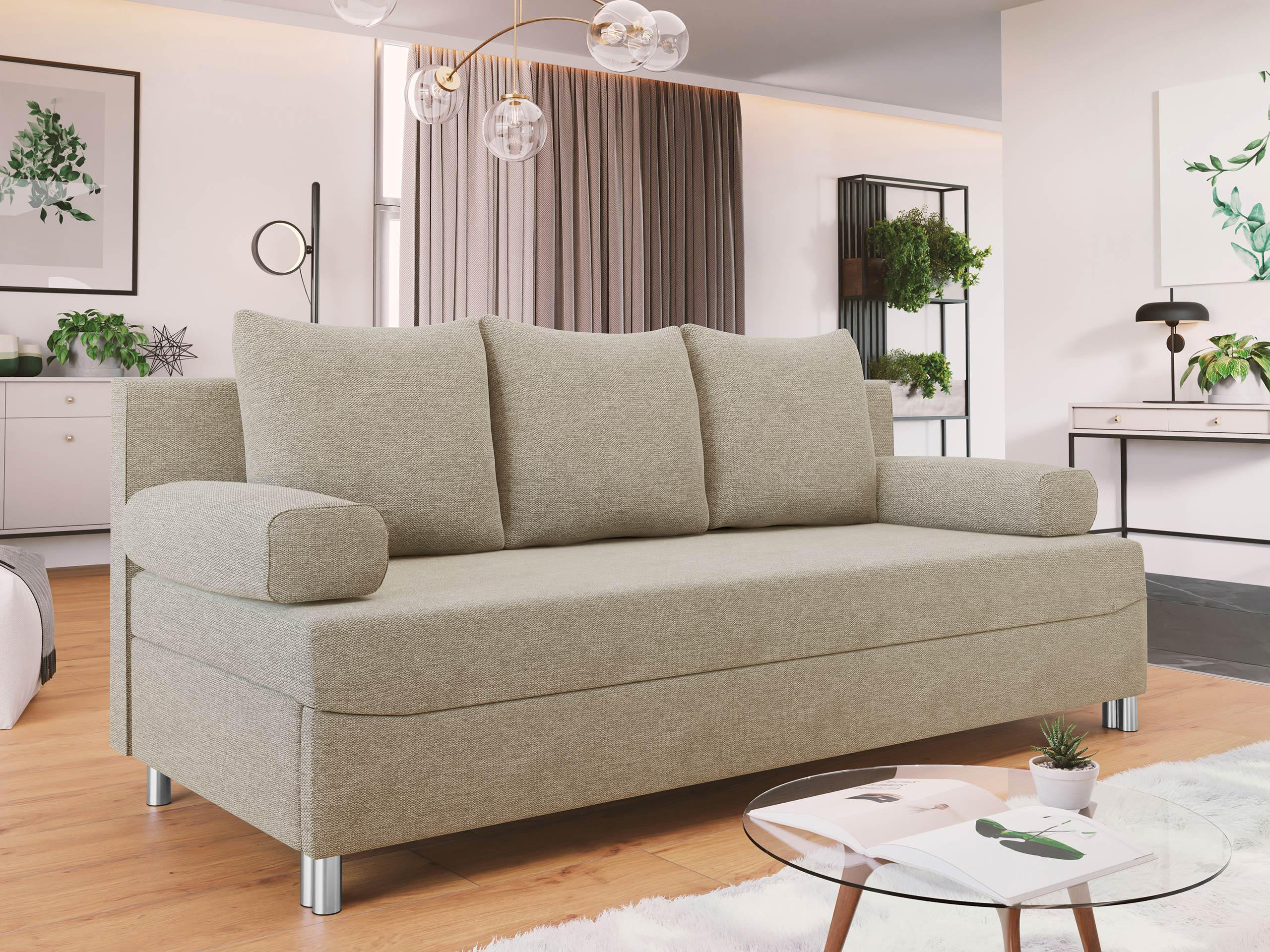 SCHLAFSOFA Dover - Chromfarben/Naturfarben, Holz/Kunststoff (192/86/80cm) - MIRJAN24