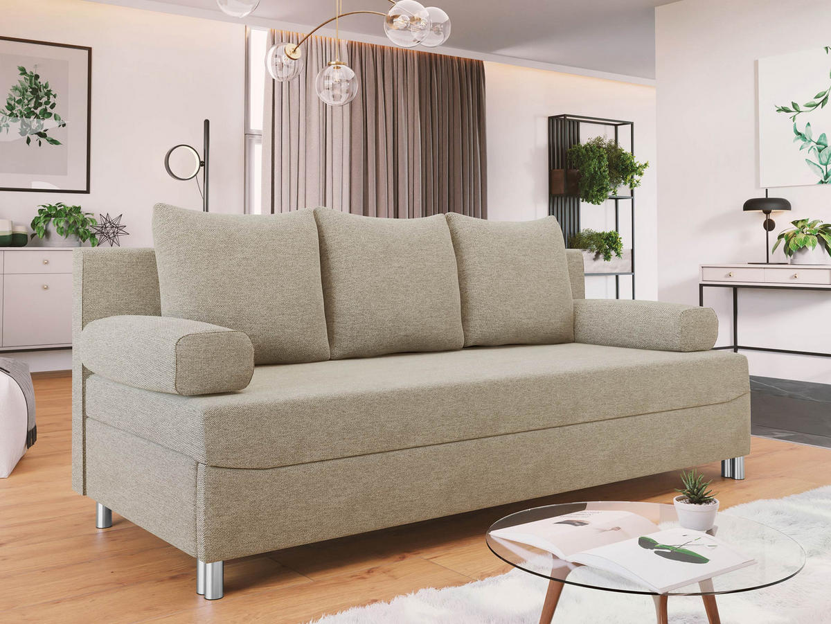 SCHLAFSOFA Dover - Chromfarben/Naturfarben, Holz/Kunststoff (192/86/80cm) - MIRJAN24