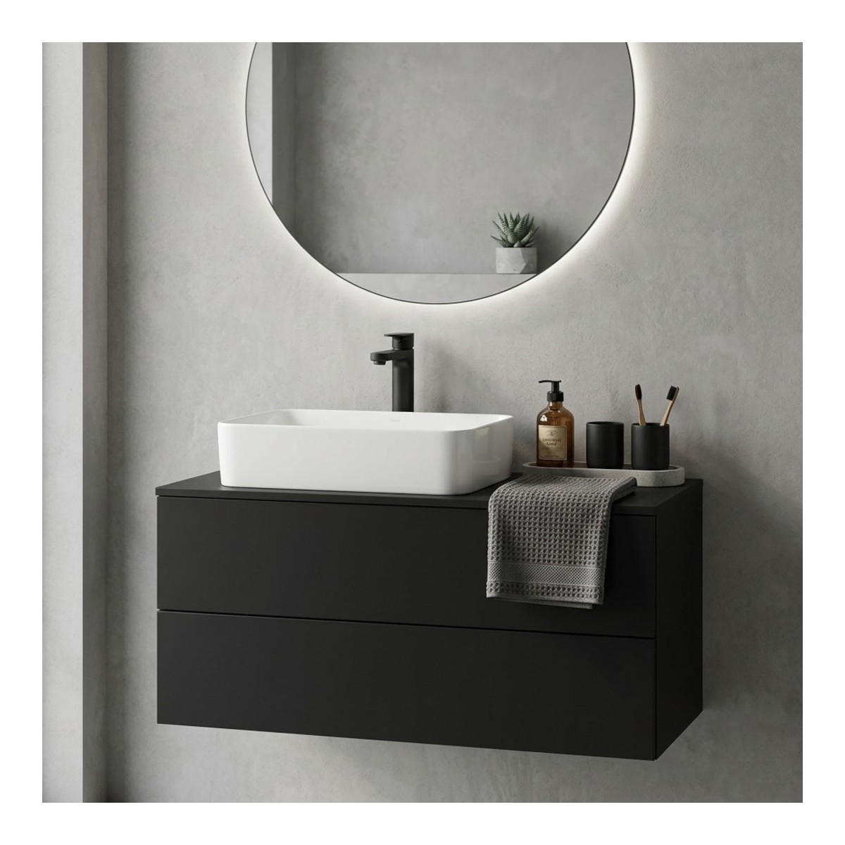 WASCHTISCHUNTERSCHRANK Color 2S 80 Schwarz - Schwarz, Holzwerkstoff (80/50/45cm) - mzm24