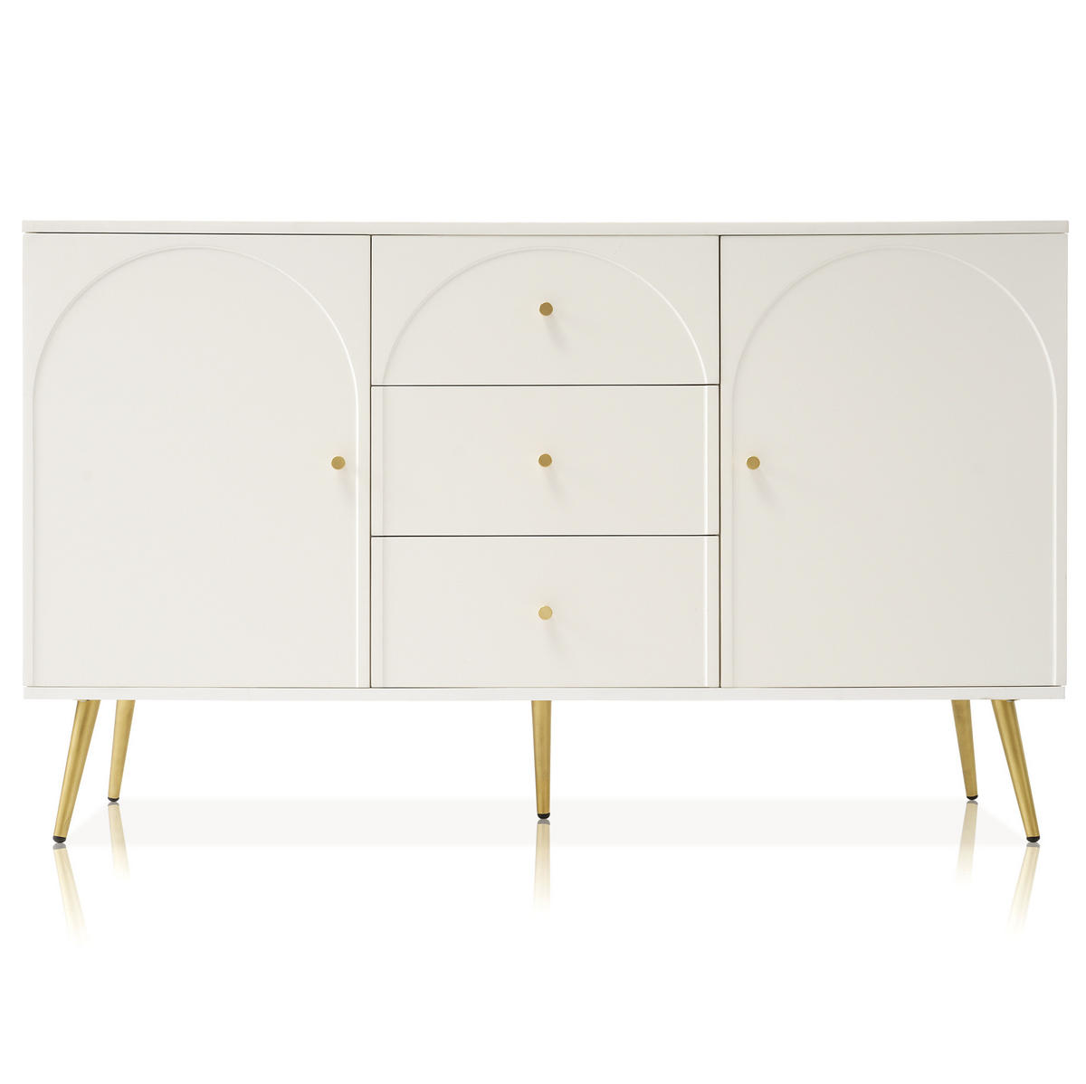 KOMMODE 140/40/84 cm in Creme-Weiß mit 2 Türen, 3 Schubladen und verstellbarem Fachboden - Weiß, Holz (140/40/84cm) - Flora Grace