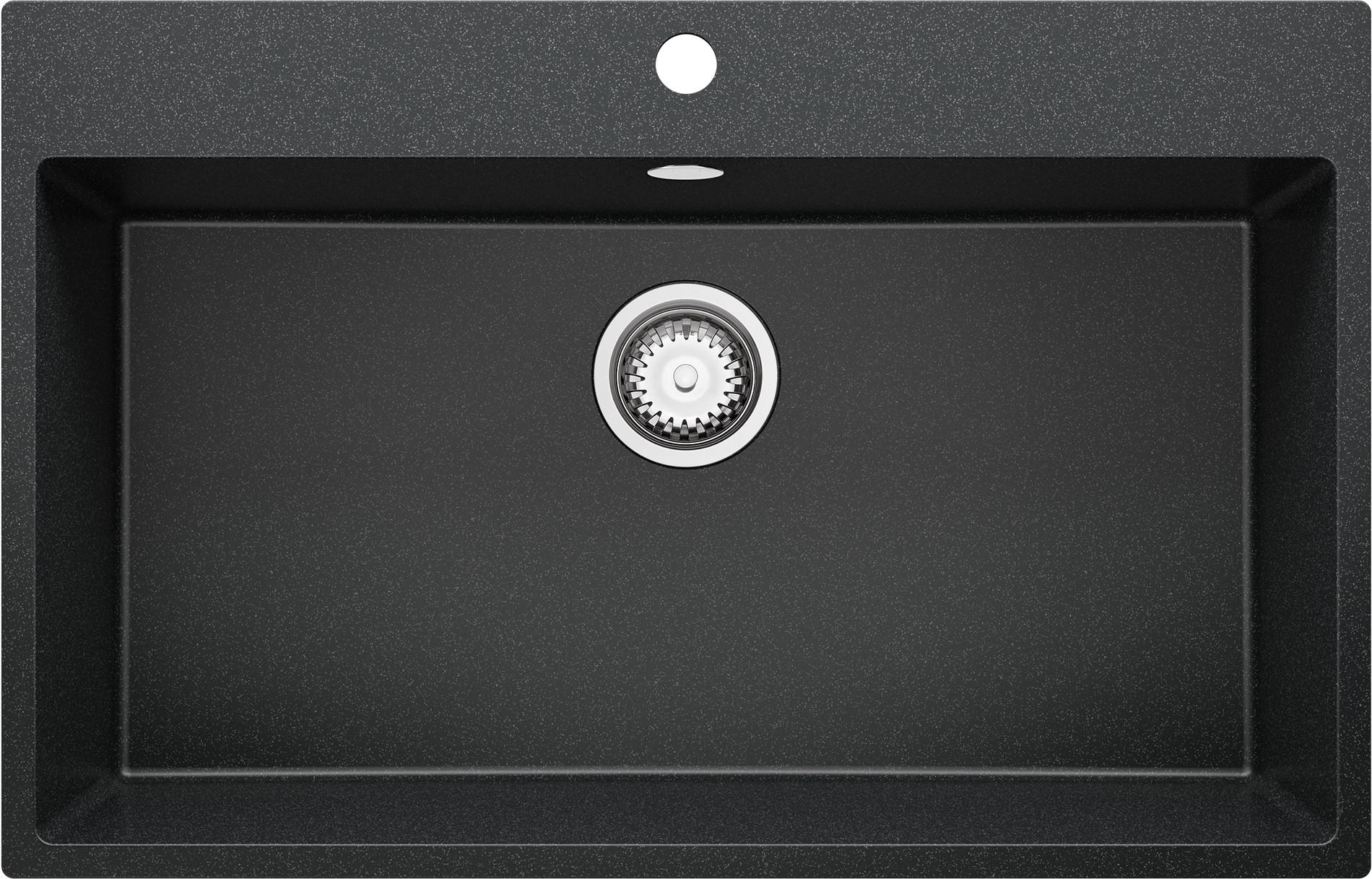 SPÜLBECKEN Riga, 2-er set Anthrazit 78/50 cm 1 Becken + Ablauf-Set ab 80er Unterschrank - Chromfarben/Anthrazit, Kunststoff (78/20/50cm) - Primagran