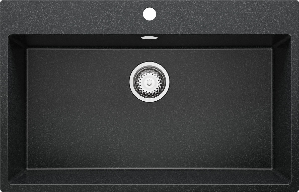 SPÜLBECKEN Riga, 2-er set Anthrazit 78/50 cm 1 Becken + Ablauf-Set ab 80er Unterschrank - Chromfarben/Anthrazit, Kunststoff (78/20/50cm) - Primagran