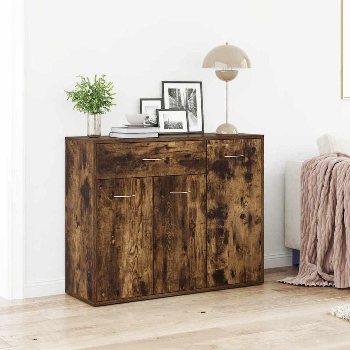 SIDEBOARD Räuchereiche 88/30/70 Cm Holzwerkstoff - Dunkelbraun/Grau, Holz/Holzwerkstoff (88/70/30cm) - vidaXL