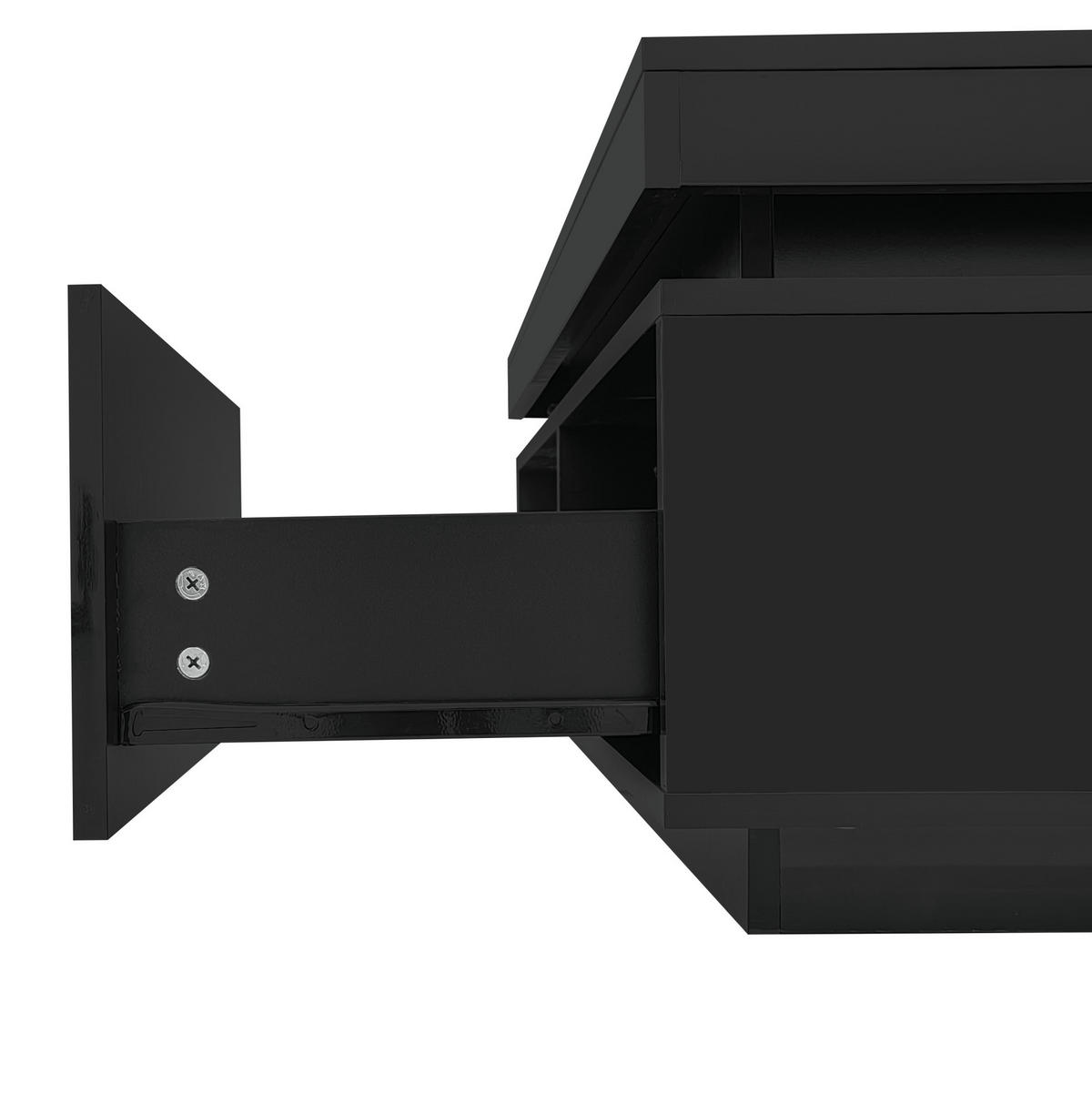 COUCHTISCH aus Spanplatte 100x50x40,3 cm in Schwarz mit LED-Beleuchtung - Schwarz, Holzwerkstoff (100/50/40.3cm) - Modfu