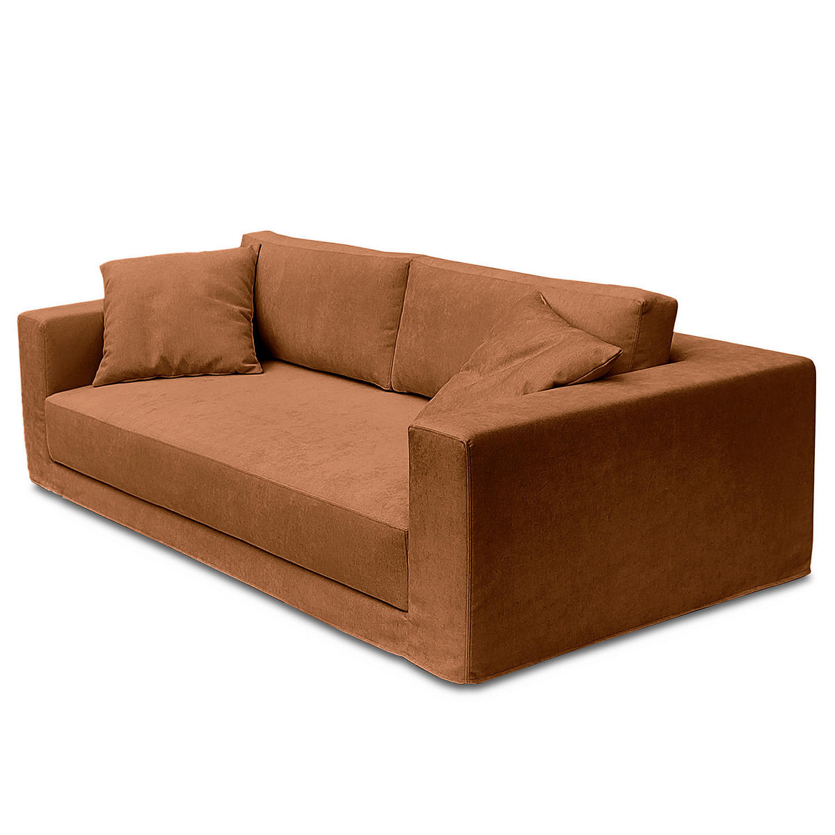 3-SITZER SOFA mit Wechselbezug - Webstoff - Kupferfarben, Textil (245/63/122cm) - home24