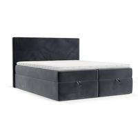 BOXBETT Velma 140/200 cm Dunkelgrau im Kronos Stoff - Dunkelgrau/Schwarz, Holz/Holzwerkstoff (140/200cm) - AltaBeds