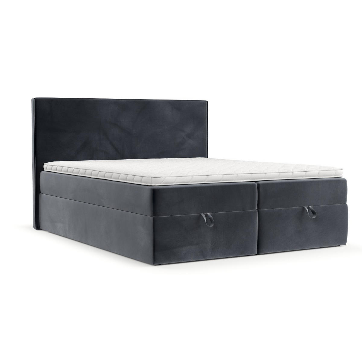 BOXBETT Velma 140/200 cm Dunkelgrau im Kronos Stoff - Dunkelgrau/Schwarz, Holz/Holzwerkstoff (140/200cm) - AltaBeds