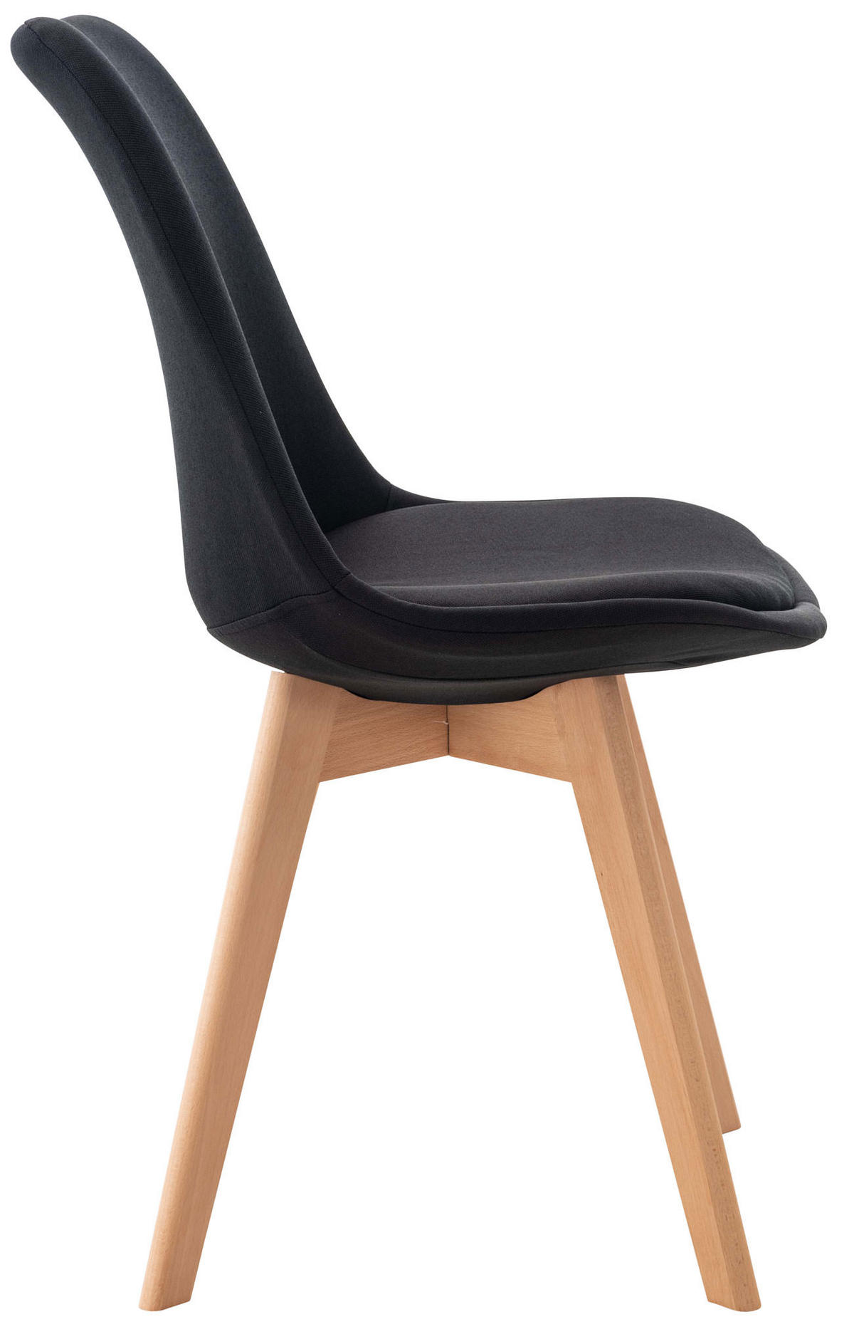 STUHL Stoff schwarz - Eukalyptusholzfarben/Schwarz, Holz/Textil (49/83/50cm) - CLP