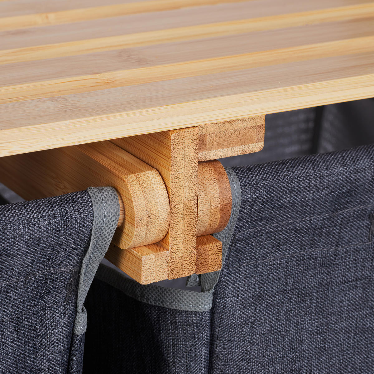 WÄSCHEKORB - Multicolor, Holz/Textil (64/73/33cm) - Relaxdays