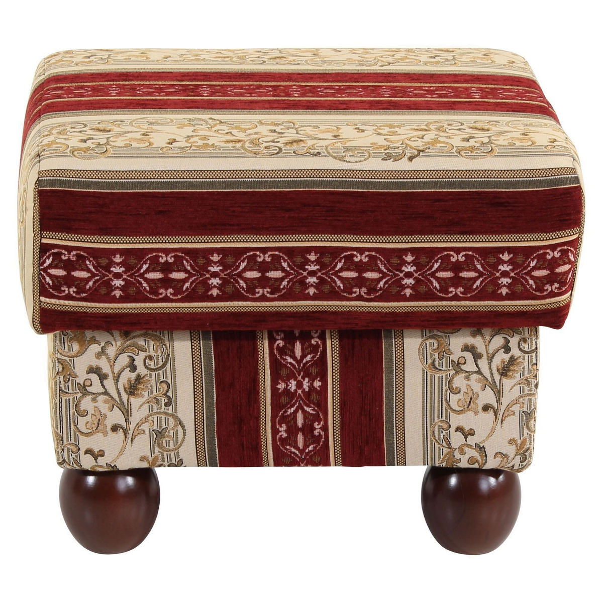 HOCKER Kasha Bezug Chenille Buche nussbaum dunkel / rot - Wengefarben/Rot, Kunststoff (54/48/54cm) - 58aufmkessel