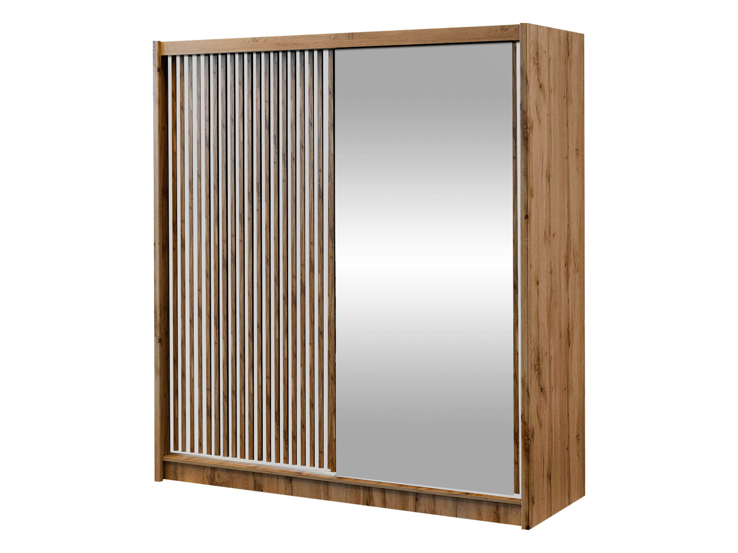 Mirjan24 Schiebetürenschrank Weiß, Eiche Wotan 203x215x60 cm