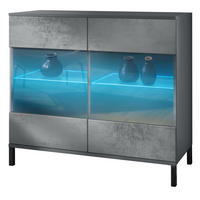 KOMMODE Bari Beton Dunkel Optik - Dunkelgrau, Holzwerkstoff (92.5/83.5/35cm) - Vladon