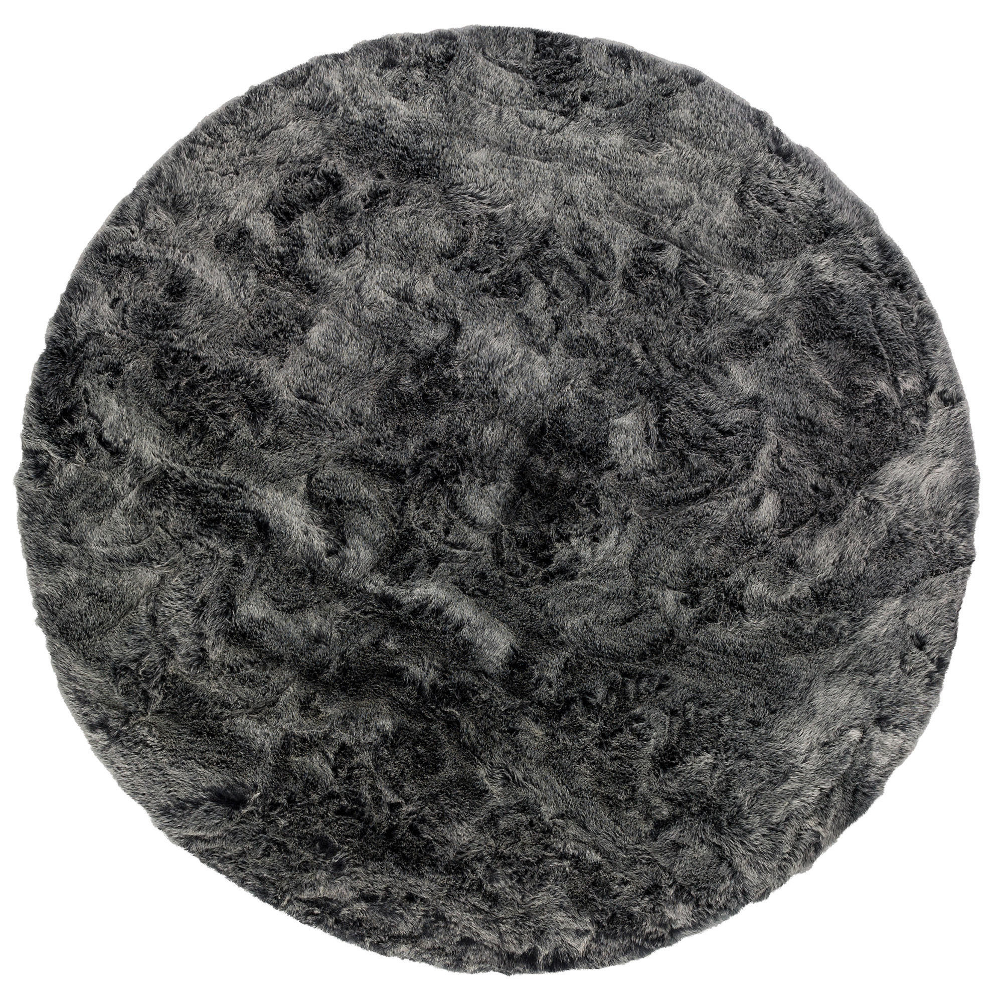 LUXUS SUPER SOFT FELLTEPPICH ASPEN RUND MELIERT - Anthrazit, Textil (120/120cm) - Pergamon