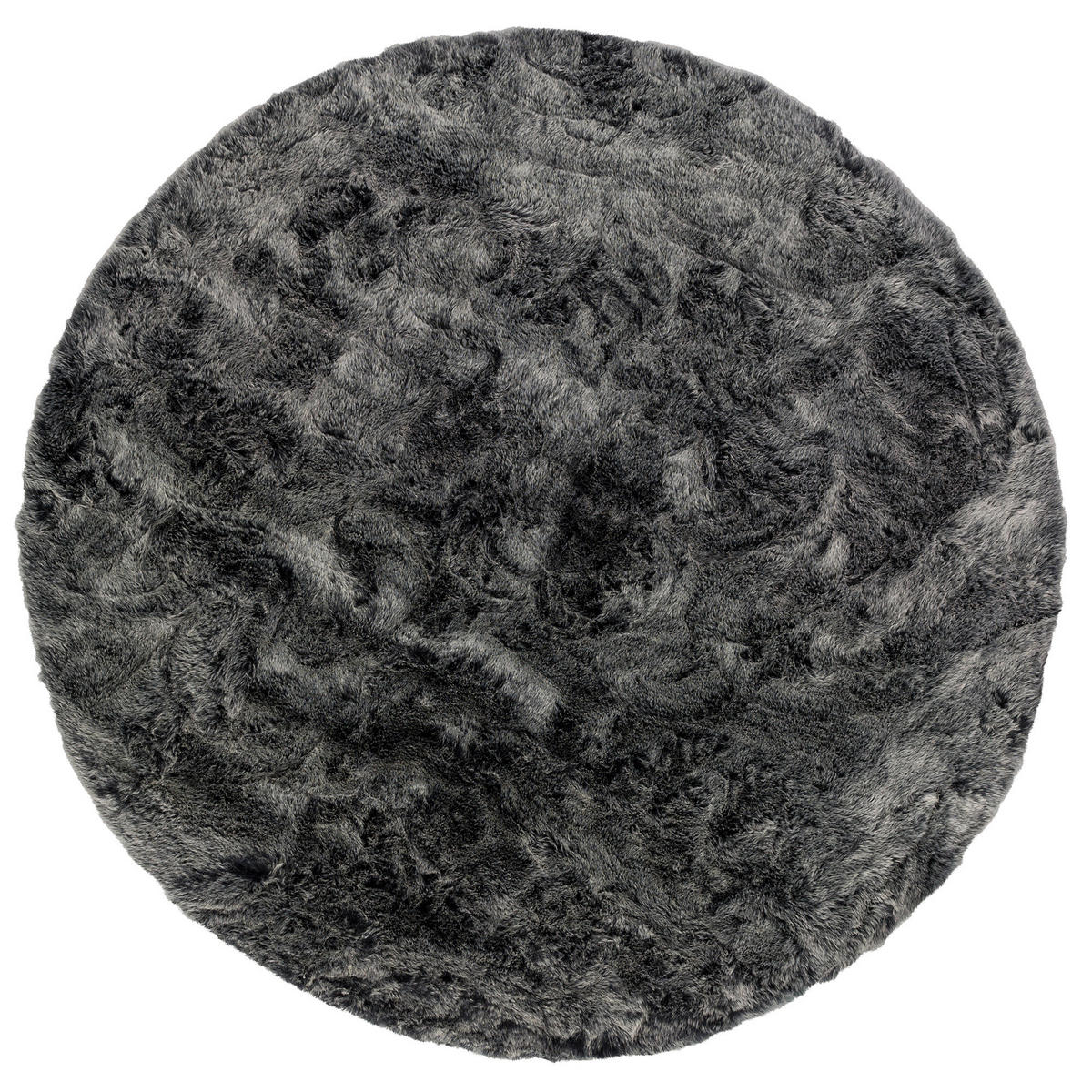 LUXUS SUPER SOFT FELLTEPPICH ASPEN RUND MELIERT - Anthrazit, Textil (80/80cm) - Pergamon