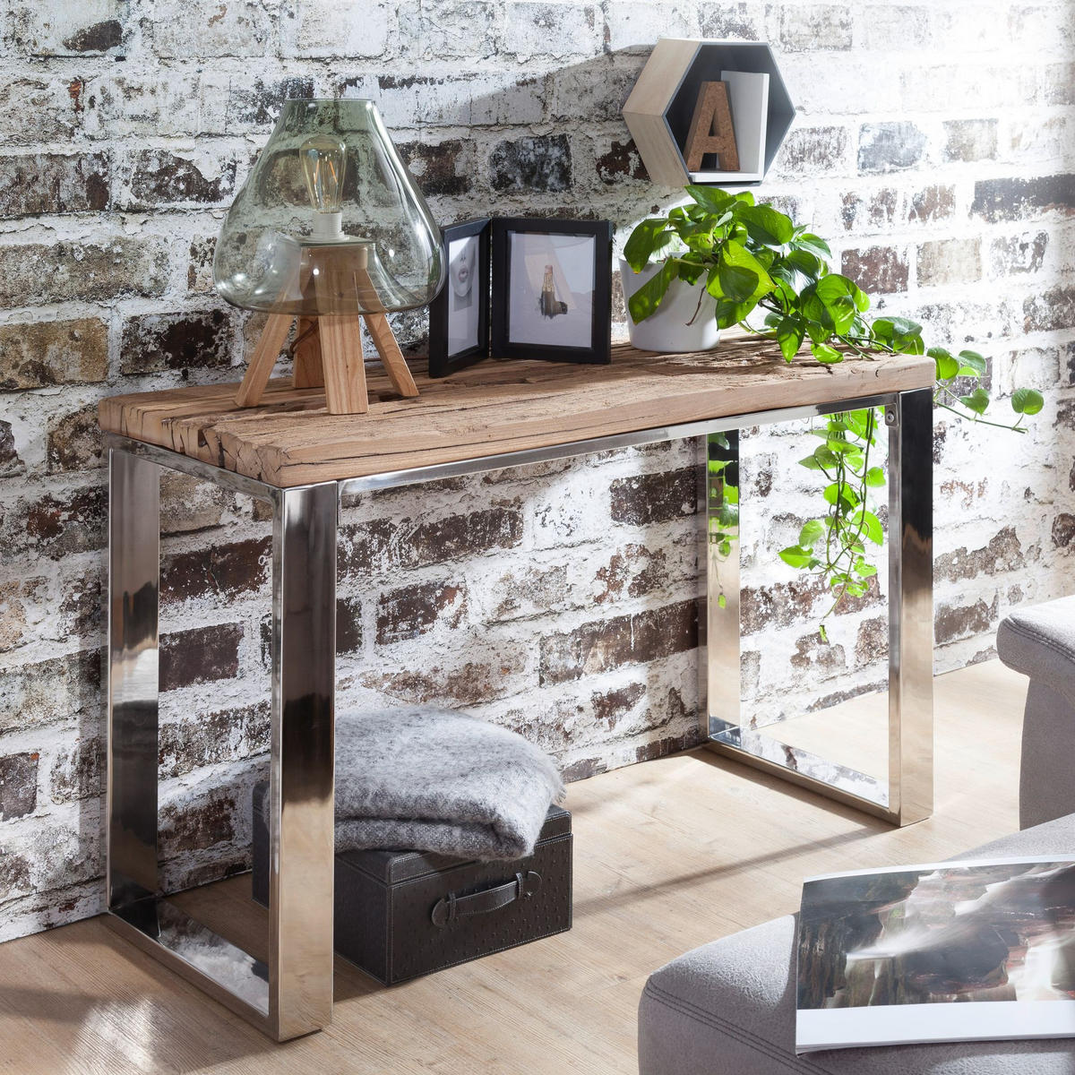 KONSOLENTISCH eckig MADY Wohnzimmer - Akaziefarben, Holz (115/46/76cm) - tinkaro