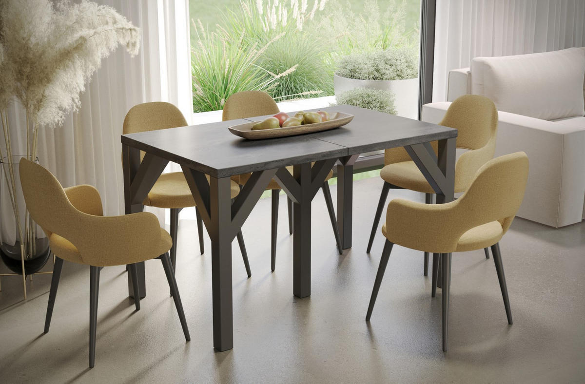 ESSTISCH Dunaj ausziehbar bis 295 cm - Graphitfarben, Holzwerkstoff (130/90/75cm) - Endo-Moebel