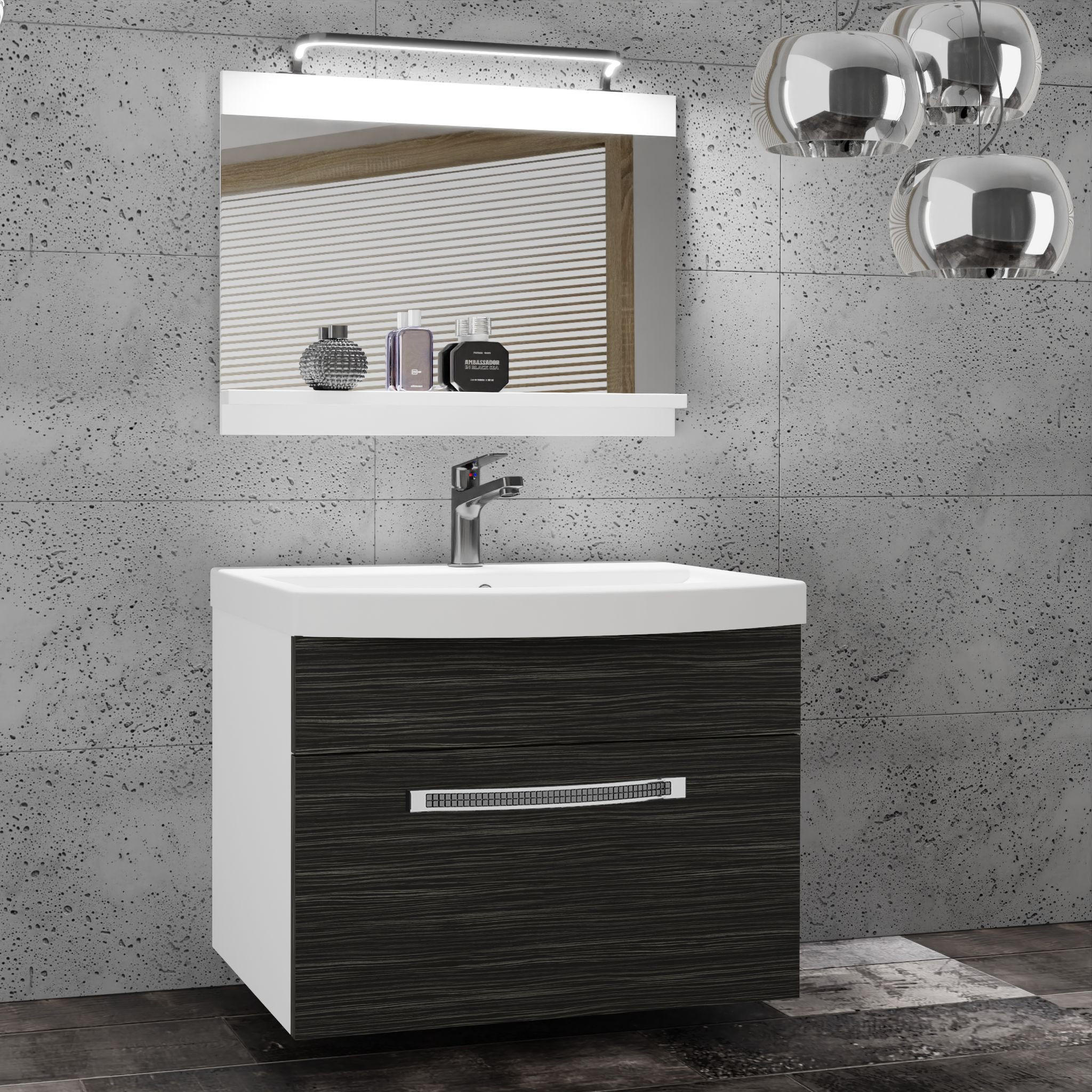 BADMÖBEL Badezimmer Königliches Ebenholz, Matt - Braun, Holz (60/51/40cm) - B BELINI GROUP