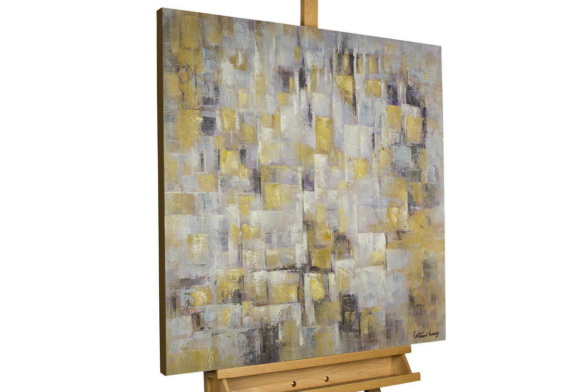 ACRYLBILD HANDGEMALT 80/80 cm - Gelb, Holz/Textil (80/80cm) - KUNSTLOFT