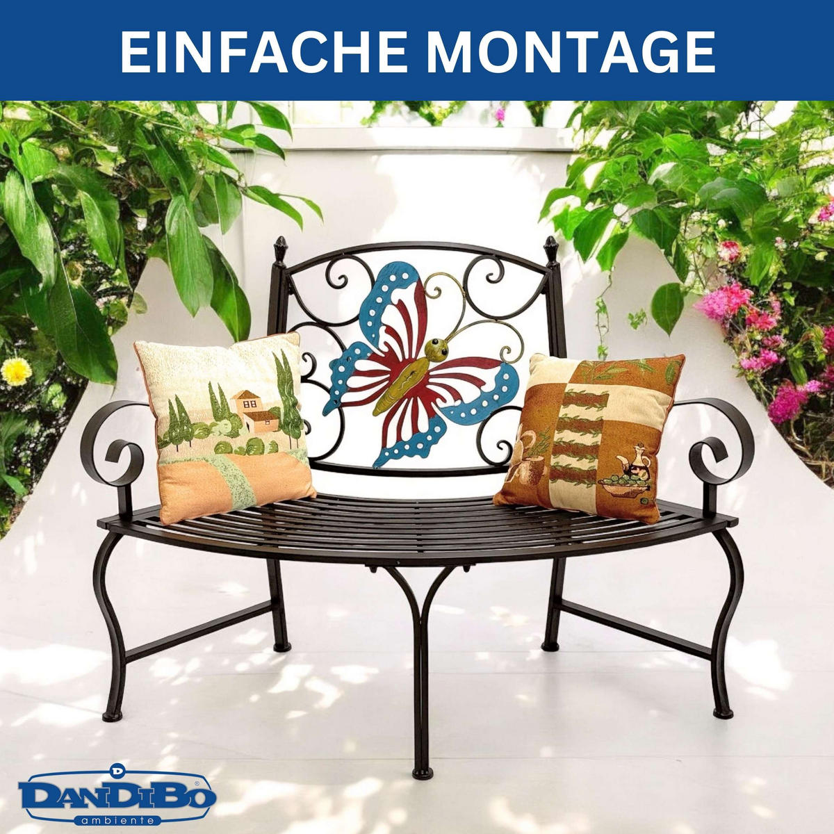 BAUMBANK Halbrund Wetterfest Metall Braun - Braun, Metall (140/100/60cm) - DanDiBo