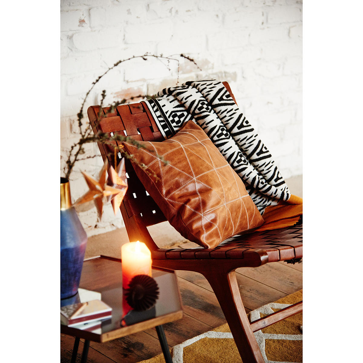 STUHL - Echtleder / Teak massiv - Teakfarben, Leder/Holz (60/68/78cm) - home24