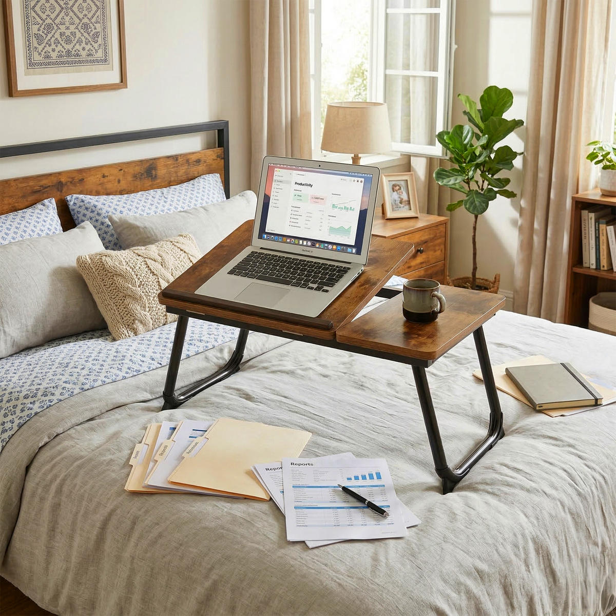 LAPTOPTISCH - Schwarz, Holzwerkstoff/Metall (33/56/23.5cm) - Relaxdays